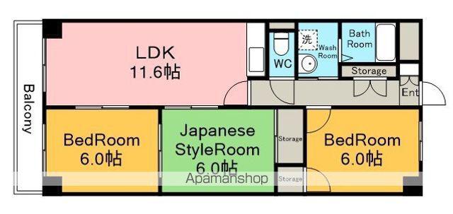 ドミールM(3LDK/4階)の間取り写真