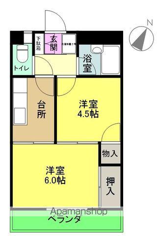 八百真マンション自由ヶ丘(2K/2階)の間取り写真