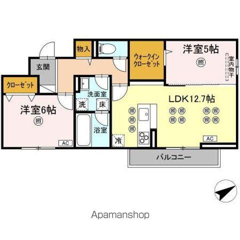 VIE ORNER東深津(2LDK/1階)の間取り写真
