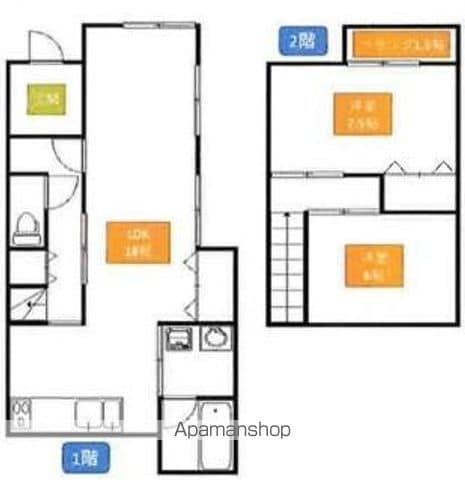 高松琴平電鉄長尾線 長尾駅(高松) 徒歩27分 2階建 築31年(2LDK)の間取り写真