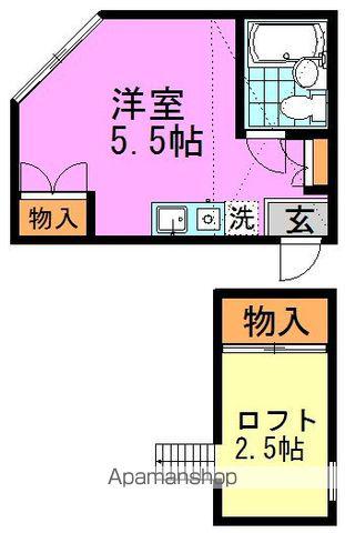 ポニーハイツ(ワンルーム/2階)の間取り写真