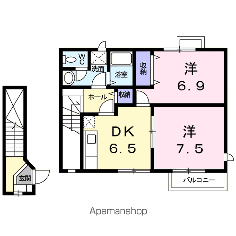 グレーシア西殿(2DK/2階)の間取り写真