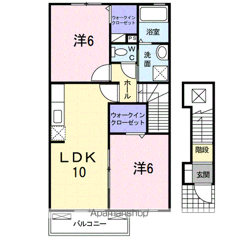 ファミールメゾンB(2LDK/2階)の間取り写真