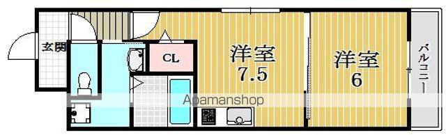 フジパレス清水丘1番館(1DK/2階)の間取り写真