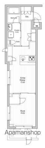 レジデンス東中野ガーデン(1DK/2階)の間取り写真