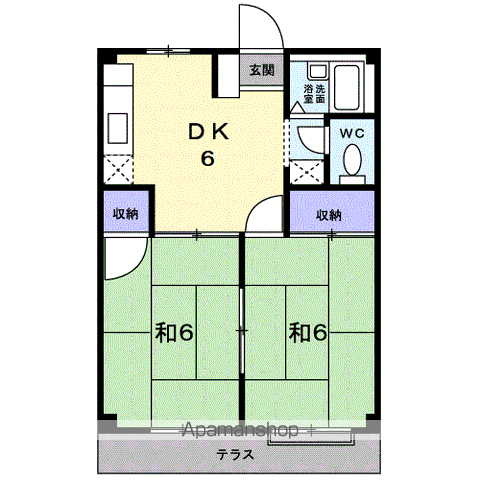ジョイフルタウン(2DK/1階)の間取り写真