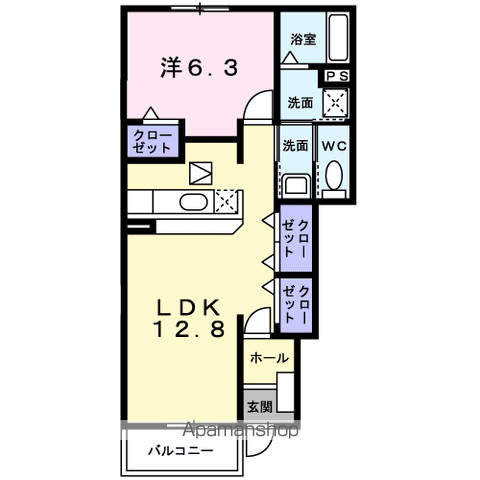 サン・パールⅠ(1LDK/1階)の間取り写真