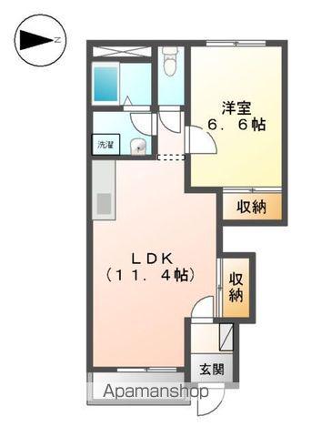 リバーサイド本条(1LDK/1階)の間取り写真