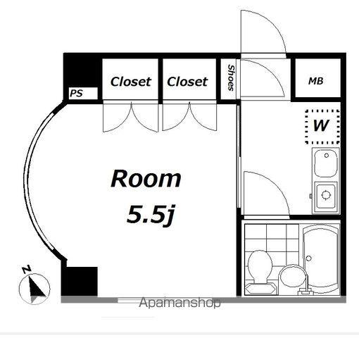 ルーブル豪徳寺(1K/2階)の間取り写真