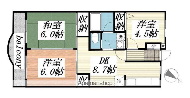 グレープ・パル(3DK/2階)の間取り写真