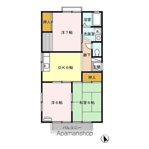 ヴェルメゾンおゆみ野C(3DK/1階)の間取り写真