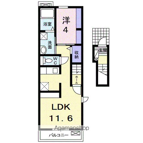 ルミエールⅢ(1LDK/2階)の間取り写真