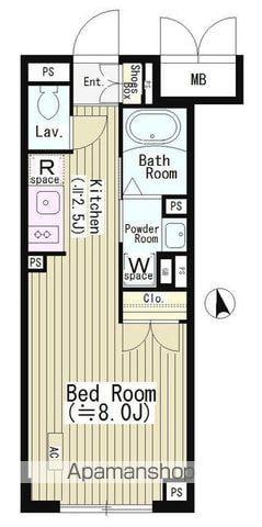CENTENARIO市谷二十騎町(1K/2階)の間取り写真