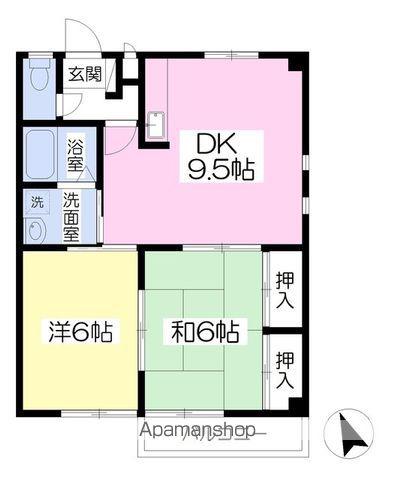 コーポ三奈木(2DK/2階)の間取り写真