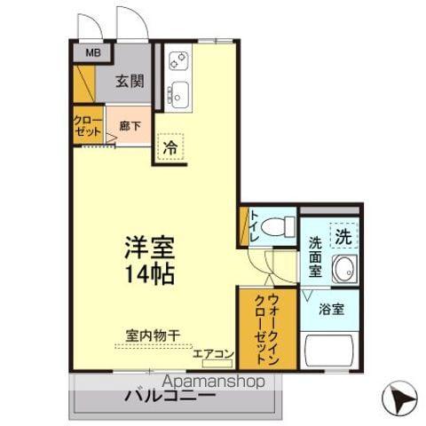 グリシーヌA(ワンルーム/3階)の間取り写真