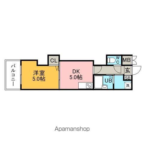 レジディア博多(1DK/3階)の間取り写真