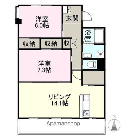 ロゼ・ロワール(2LDK/4階)の間取り写真