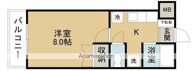 ベロウミツクラ(1K/1階)の間取り写真