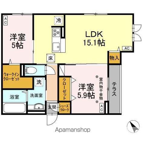 CLASSEUM連坊Ⅰ(2LDK/1階)の間取り写真
