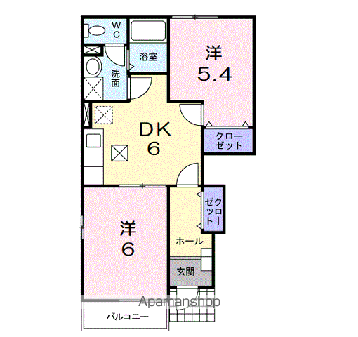 ピーノセーリオ(2DK/1階)の間取り写真