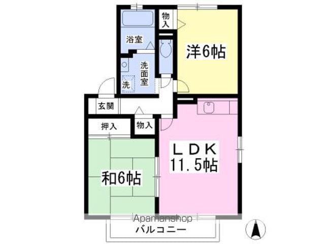 グランドキャッスルGOMI E(2LDK/1階)の間取り写真
