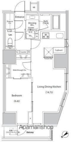 ザ・パークハビオ市ヶ谷イースト(1LDK/9階)の間取り写真