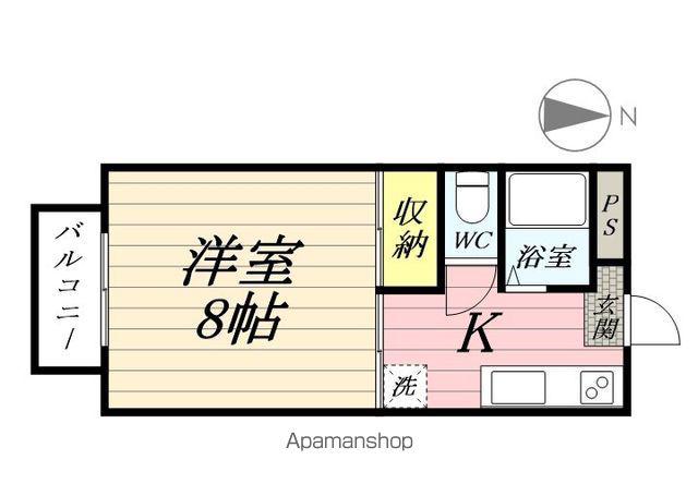 アスカC(1K/2階)の間取り写真