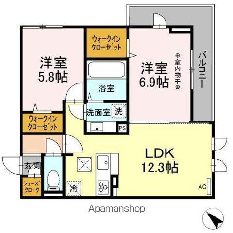 ビューテラス(2LDK/3階)の間取り写真