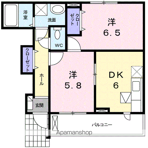 ナチュラルMA(2DK/1階)の間取り写真