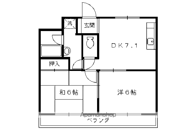上阿達谷口マンション(2DK/1階)の間取り写真