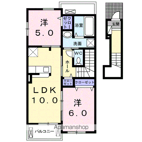 ルミナスコウチA(2LDK/2階)の間取り写真