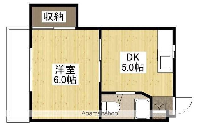 大宮グリーンコーポ(1DK/2階)の間取り写真