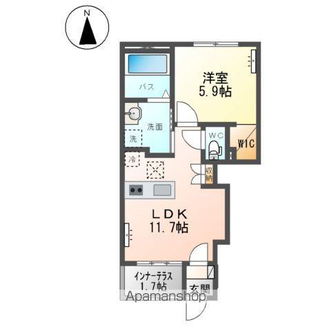 笹谷字中谷地アパート A棟(1LDK/1階)の間取り写真