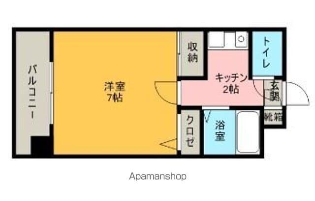 ストリームライン箱崎Ⅱ(1K/2階)の間取り写真