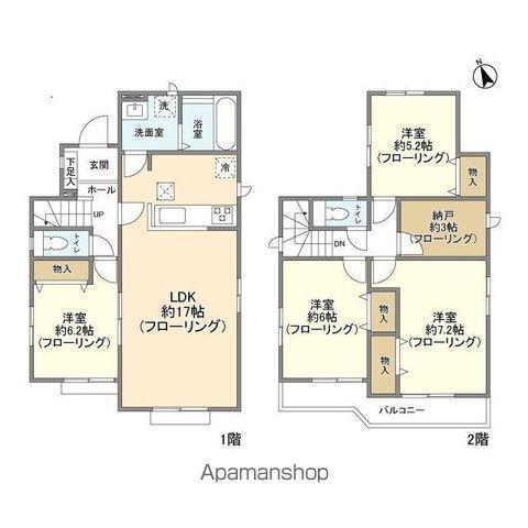横浜線 八王子駅 バス乗車時間:21分 新川口バス停で下車 徒歩5分 2階建 築4年(4SLDK)の間取り写真