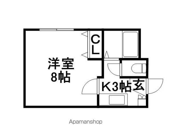 クゥーネル・S(1K/3階)の間取り写真