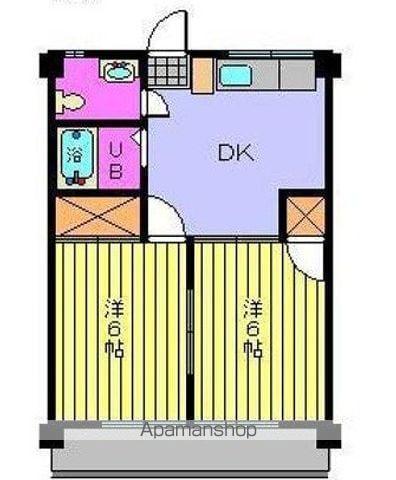 天山ハイツⅠ(2DK/4階)の間取り写真