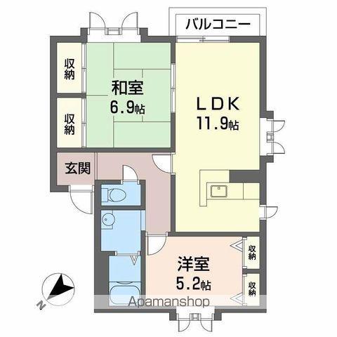 リヴェルテ(2LDK/2階)の間取り写真