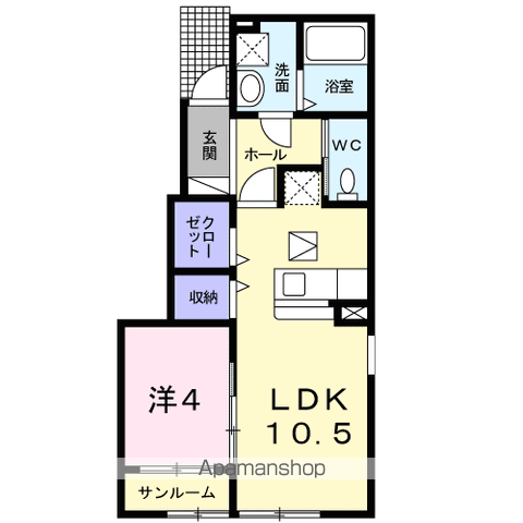 ナミールⅡ(1LDK/1階)の間取り写真