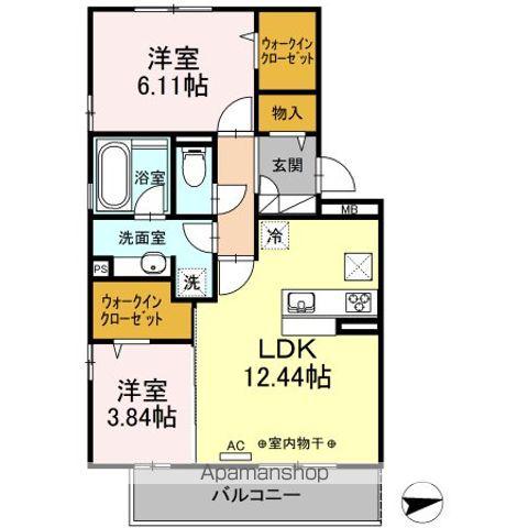 カーサステラⅢ(2LDK/1階)の間取り写真