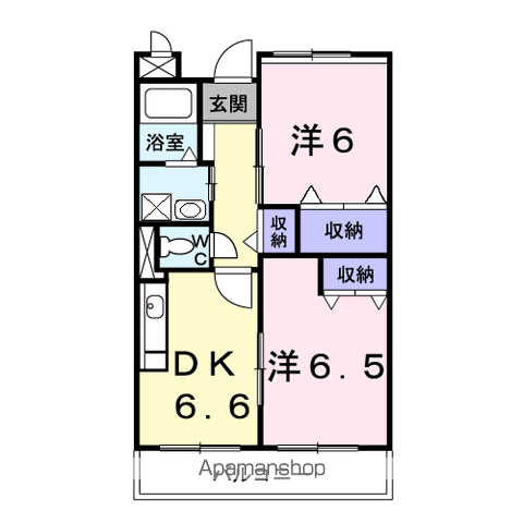 サンセール(2DK/2階)の間取り写真