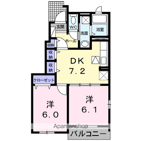 サンリットハウス B(2DK/1階)の間取り写真
