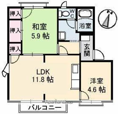 屋島フレグランス(2LDK/1階)の間取り写真