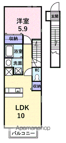 ビエント紫風Ⅴ(1LDK/2階)の間取り写真