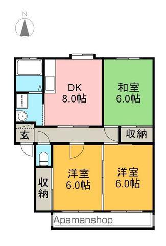 ガーデンヒルズ(3DK/2階)の間取り写真