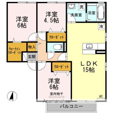 グレイスヒルズ蔵王 C棟(3LDK/2階)の間取り写真