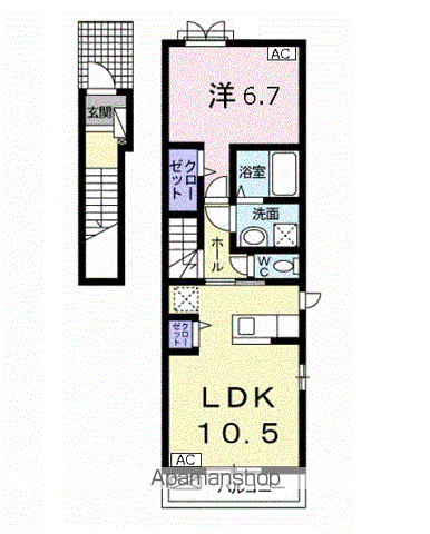 メゾン・ド・マリ(1LDK/2階)の間取り写真