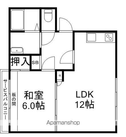 フェリシタス八日市(1LDK/1階)の間取り写真