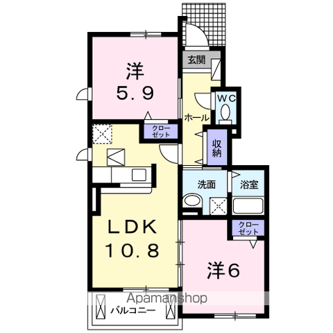 T.K アルカンシェル(2LDK/1階)の間取り写真