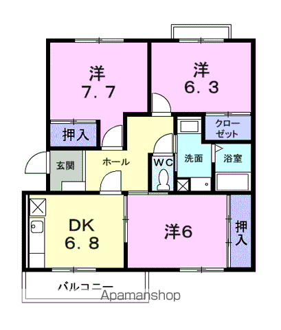 スカイレジデンス(3DK/3階)の間取り写真